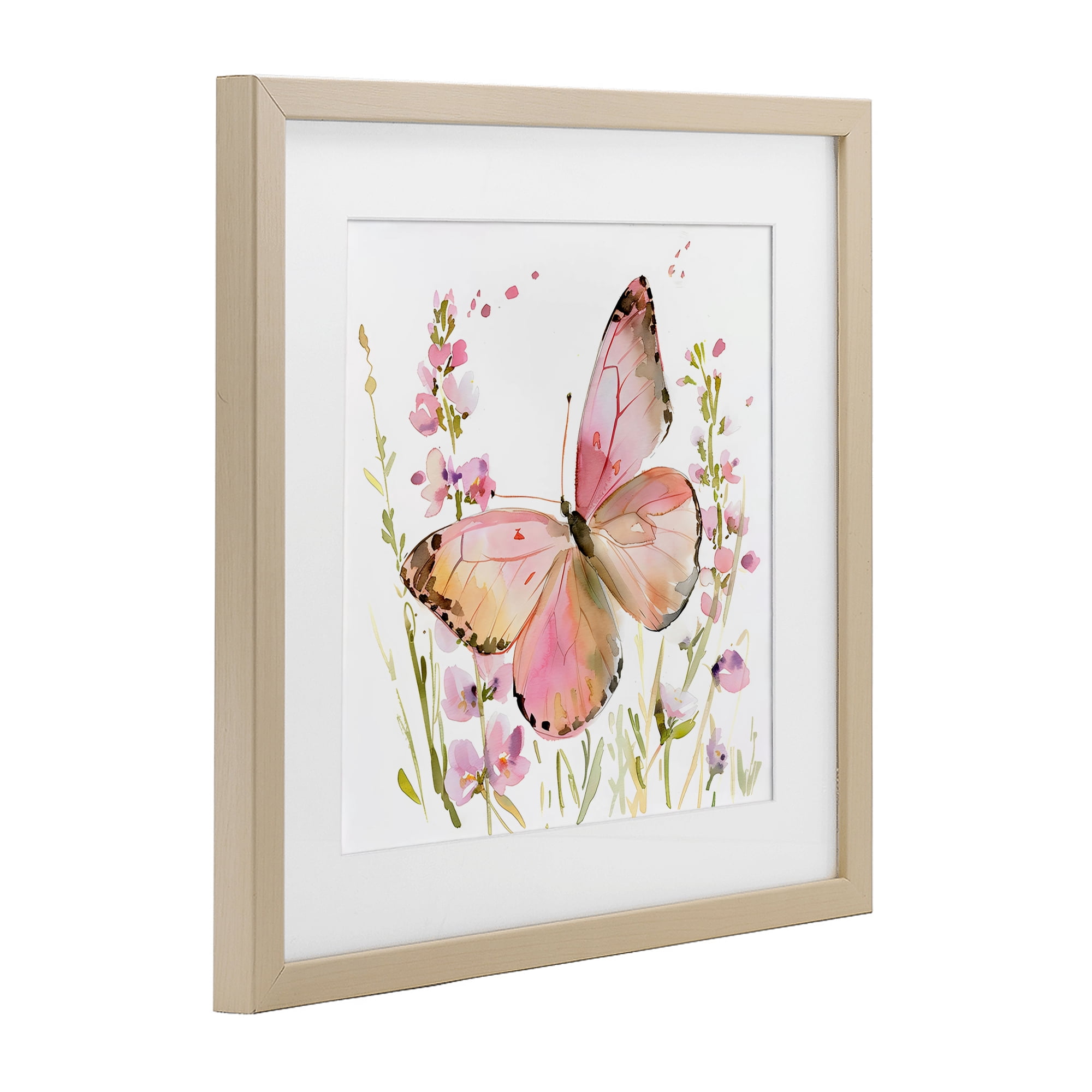 Stupell Industries Colorful Spring Butterfly Pink Birch Framed Print Under Glass, design by Creative Studio