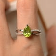 thumbnail image 4 of Peridot ring pear cut gemstone engagement ring 925 sterling silver ring, 4 of 4