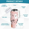 thumbnail image 2 of Yayeee 40oz Stainless Steel Tumbler with Straw and Handle Double-Wall Insulated Travel Water Bottle, Pink Halloween Ghosts, 2 of 8