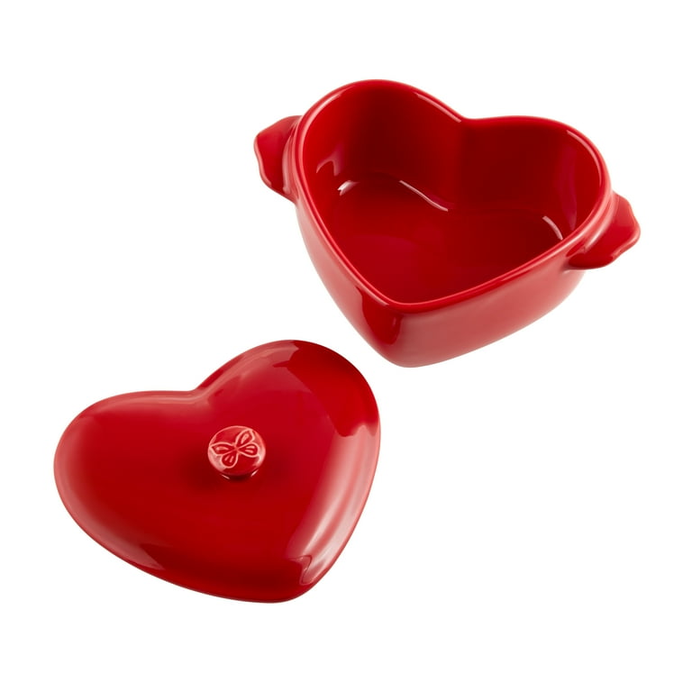 3 Red Mini Heart, Ceramic Baking Dish with Lid, The Pioneer