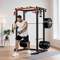 thumbnail image 4 of Memoryfield Power Cage with Cable Crossover System, Power Rack with LAT Pulldown, Multi-Function Workout Cage with Pulley System for Strength Training, Orange, 4 of 7