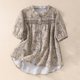 thumbnail image 1 of Camiseta Holgada Fiudx Informal con Estampado de Moda para Mujer Blusa de Algodón y Lino con Botones de Manga Corta, 1 of 7