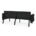 thumbnail image 6 of Convertible Futon Sofa Bed, Modern Velvet Upholstered Sofa Bed Couch with Adjustable Backrest and Armrests, Tufted Loveseat Sofa with Solid Wood Legs for Living Room, Bedroom, Office, Black, 6 of 7