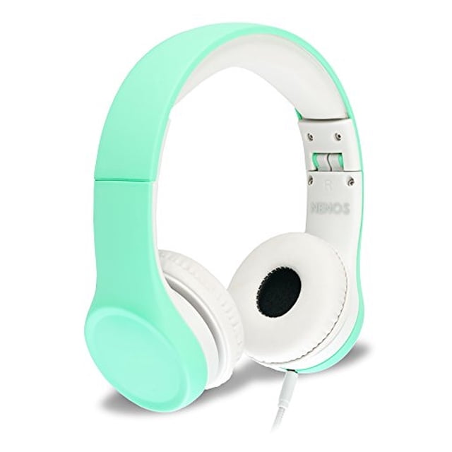 Auriculares infantiles de Nenos - Sobre el oído, limitados de volumen, plegables (Mint)