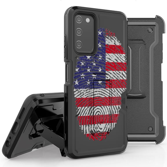 Armor Kombo Holster Rugged Cover Designed For Samsung Galaxy A03S Case Transparent Clear And Skull Series