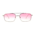 thumbnail image 1 of Mens Old School Double Bridge Narrow Rectangle Metal Rim Sunglasses Silver Pink, 1 of 4