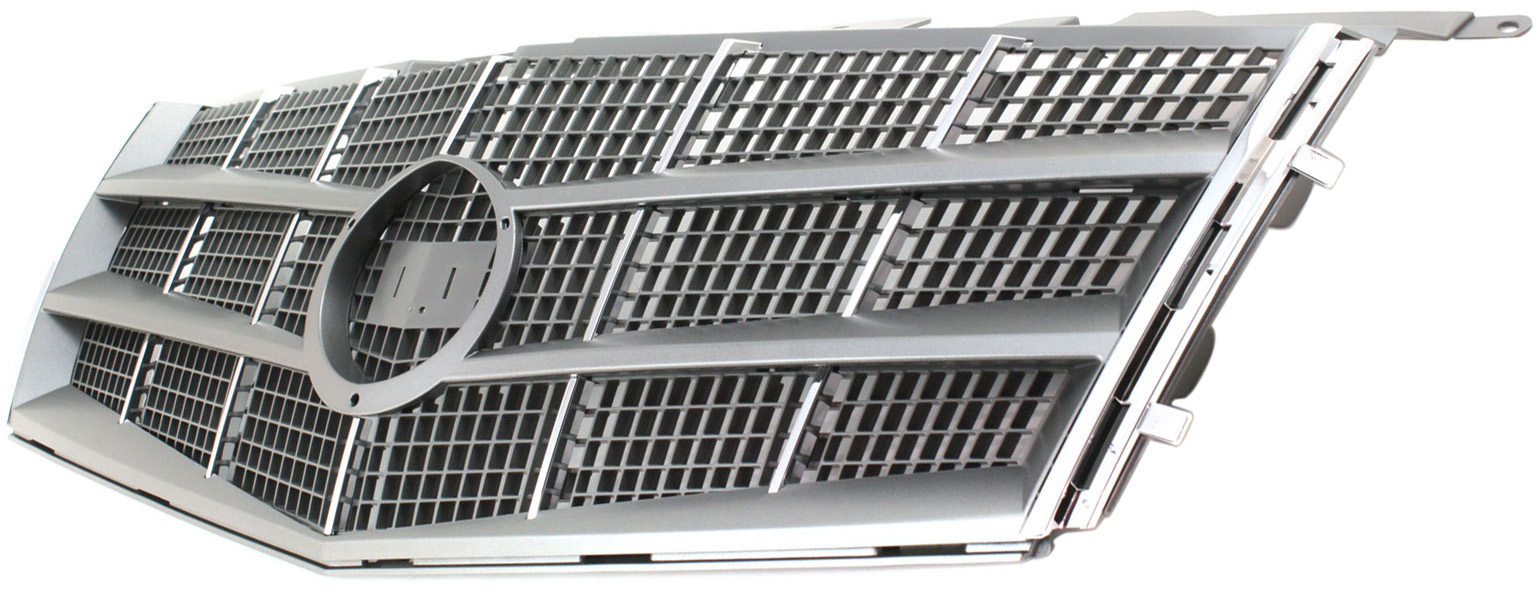 Grille Assembly Compatible With 2008-2011 Cadillac CTS Sedan Coupe Wagon Chrome Shell with Painted Silver Gray Insert