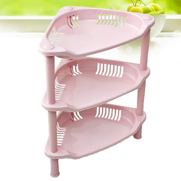 PBPBOX 1Pcs Corner Shelf Detachable Adjustable Plastic Storage Rack For Kitchen And Bathroom 34x28x19cm