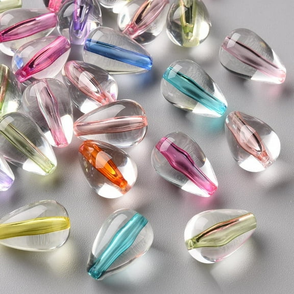 Transparent Acrylic Beads Teardrop Mixed Color 14.5x9.5mm Hole: 1.6mm