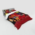 thumbnail image 3 of Indie Duvet Cover Set, Monster City Theme Funny Characters with Speech Bubbles Floral Swirls Hearts Stars, Bedding Set with Shams and Fitted Sheet, 3 Sizes, by Ambesonne, 3 of 3