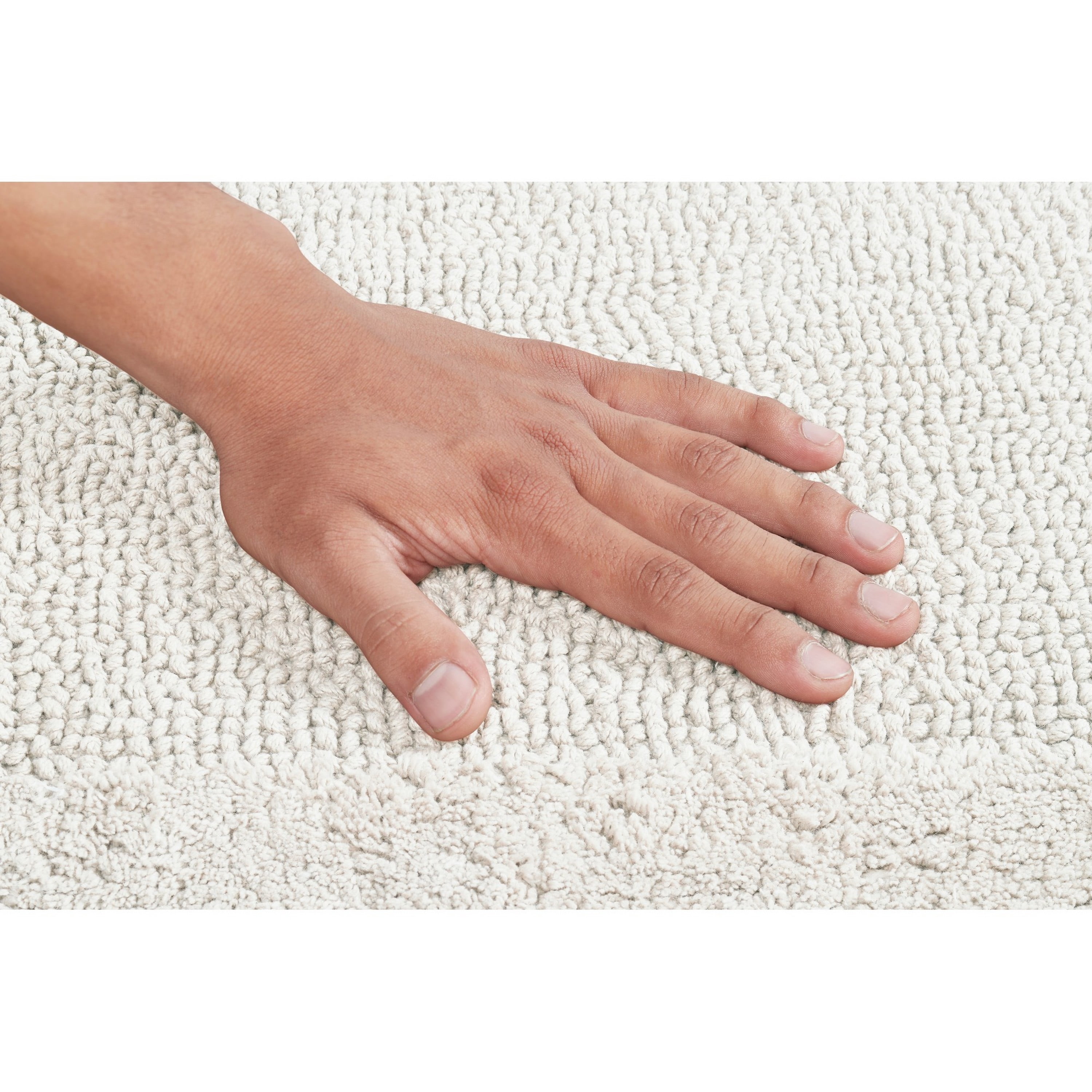 Better Trends 4 Piece Premium Bathroom Rug Set 100% Cotton Soft Tufted Bath Mat Water absorbent Reversible U shape Toilet Bath Rug for Bathroom, Shower and Bathtub Use, Ivory - Edge Collection