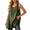 thumbnail image 3 of Aboser Oversized Linen Shirts for Women Classic Sleeveless Long Tank Tops Summer Scoop Neck Blouses Loose Beach Vacation Shirt, 3 of 8