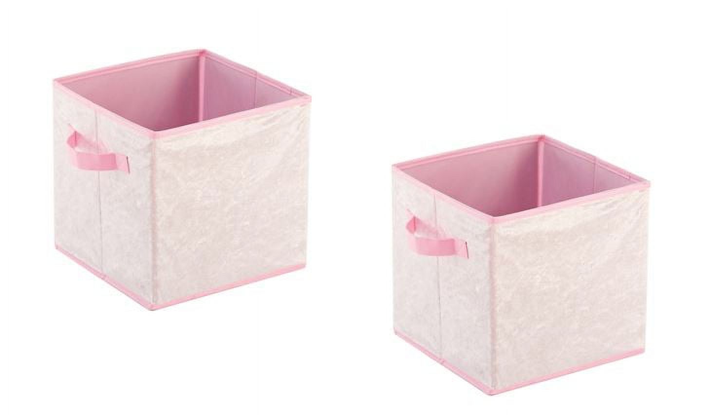 Urban Shop Crushed Velvet 2 Pack Collapsible Storage Cubes, Blush