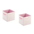 Urban Shop Crushed Velvet 2 Pack Collapsible Storage Cubes, Blush