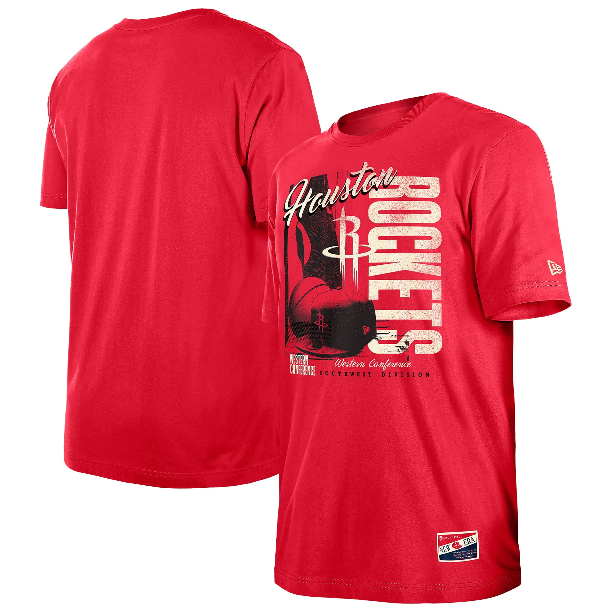 Men's-New Era Red Houston Rockets Distressed Throwback Vintage Color Pack T-Shirt