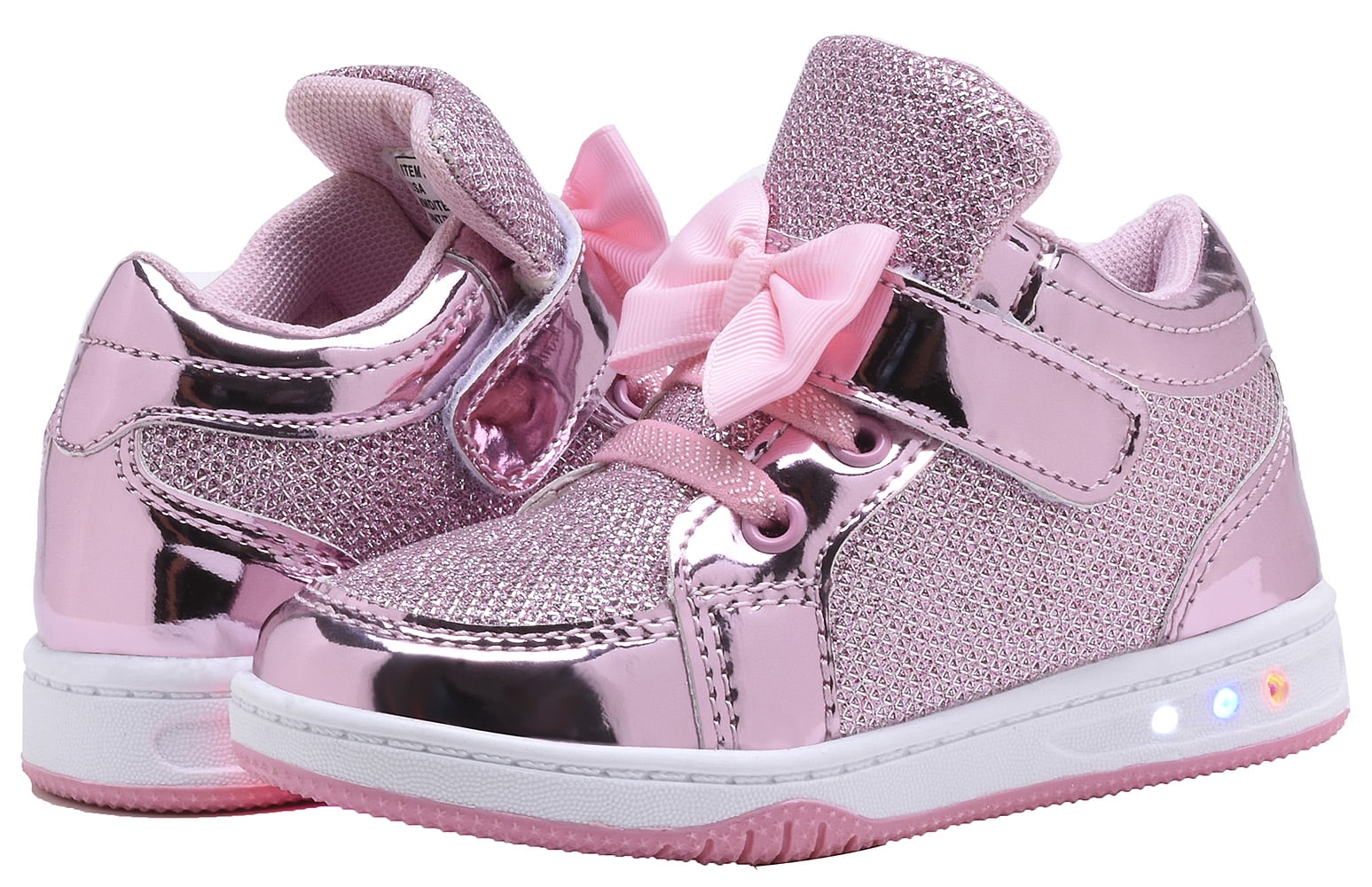 NEWMALL Toddler Glitter Shoes Girls Flashing Cute Bowknot Sneakers (10 Toddler,Pink)