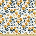 thumbnail image 1 of Floral Upholstery Fabric by the Yard, Summer Flowers with Repeated Petals and Leaves on Plain Background, Decorative Fabric for DIY and Home Accents, White Orange and Petrol Blue by Ambesonne, 1 of 5