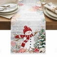 thumbnail image 2 of Christmas Snowman Table Runner, Xmas Tree Snowflake Ocean Coral Shell Grey Wood Grain Cotton Linen Kitchen Table Decoration Washable Dining Tabletop Runners for Home Party Decor 13x36 Inches, 2 of 9