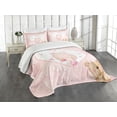 thumbnail image 3 of Ambesonne Cartoon Quilted Bedspread Set 3 Pcs, Bear Illustration Flowers, Queen Size, Sand Brown Pale Pink, 3 of 5