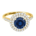 thumbnail image 2 of Aonejewelry 1.25 Ct. Ttw Halo Antique Design Sapphire and Diamond Engagement Ring In 14K Yellow Gold, 2 of 4
