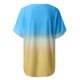 thumbnail image 5 of ICHUANYI Clearance Women's Fashion Gradient Printed Blouse V-neck Short Sleeve Loose T-shirt Tops(Blue, XXL) ICHUANYI WER2023080900037, 5 of 7