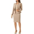 thumbnail image 5 of INSPIRE CHIC Women's Suit Sets Business Outfits Collarless Peplum Blazer Formal Pencil Skirt Suit 2 Piece Set S Khaki, 5 of 7