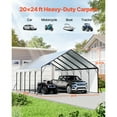 thumbnail image 4 of KFFKFF Durable Metal Carport, 20 x 24 ft Outdoor Shelter with Robust Frame & Roof, Vehicle Garage Shade with Detachable Side Panels, Versatile Cover for Cars, Boats, Trucks & Agricultural Equipment, 4 of 9