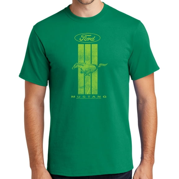 Buy Cool Shirts Ford MUSTANG GREEN STRIPE Cotton T-shirt, 5XL Kelly Green