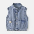 thumbnail image 2 of Coerni Boy's Button Up Denim Cargo Vest Pocket Sleeveless Jean Jacket Outerwear Kids Denim Jacket Vest Age 1-6 Years, 2 of 8