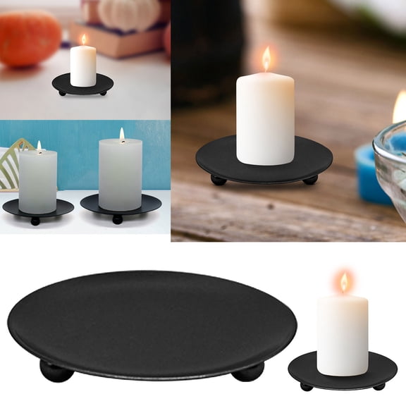 Clearance Under $1 Black Iron Candle Holder, Simple Geometric Dish Romantic Candlestick for Home, 1PC, Style A