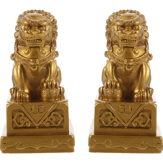 2 piezas Figuras de león adornos de animales de resina de escritorio animales salvajes decoración estatuas de león