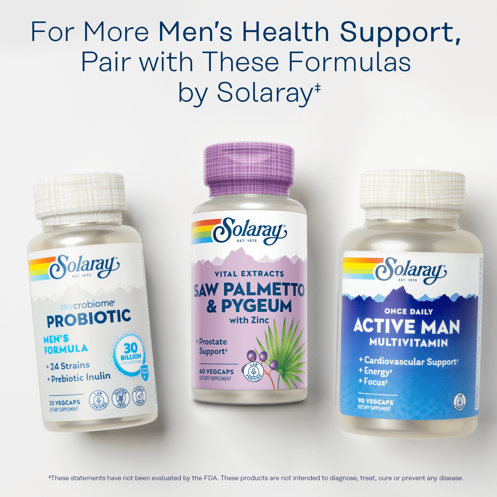 Solaray Pygeum and Saw Palmetto Berry Extracts | Mens Health & Prostate Function Support | Zinc, B-6, Pumpkin Seed & Amino Acids | 60 VegCaps