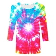 thumbnail image 5 of CYMMPU 3/4 Sleeve Blouses for Women Dressy Casual Tie Dye Fall Fashion Shirts Loose Fit Crew Neck Tunic Tops Spring Tops Ombre T-Shirts Multicolor XL, 5 of 5