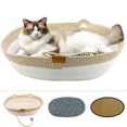 thumbnail image 1 of Cama para Mascotas Ovalada de Cuerda de Algodón Yaruiguang para Gatos y Perros Amarilla, 1 of 6