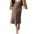 thumbnail image 2 of Satin Skirts for Women Zip Back Straight Midi Skirts Business Casual Office Work Skirt, 2 of 6