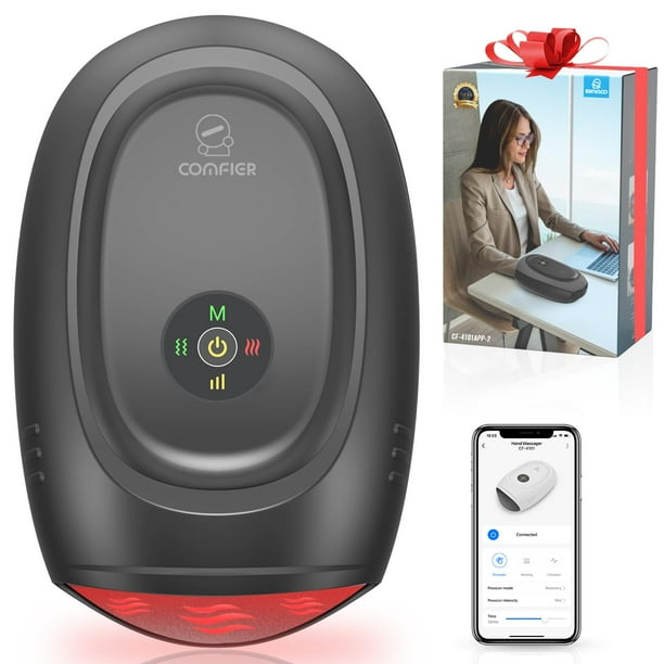 Masajeador de manos COMFIER inalámbrico con calor y compresión negro