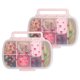 thumbnail image 1 of Paquete de 2 cajas de aperitivos estilo bento, 7 compartimentos con soporte para teléfono integrado, divisores extraíbles y contenedores de inmersión, estampado de lazo rosa, 1 of 7