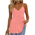 thumbnail image 2 of Camisole Tops For Women Casual Pink V Neck Solid Color Tank Sleeveless Tank Summer Tops For Women, 2 of 6