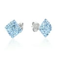 thumbnail image 2 of Dazzling Light Blue Square Shaped Cubic Zirconia Encrusted Stud Earrings, 2 of 5