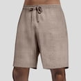 thumbnail image 4 of MIXUE Mens Shorts Summer Solid Color Elastic Waist Drawstring Casual Athletic Running Gym Loose Fit Beach Daily-Wear,Brown,L, 4 of 4