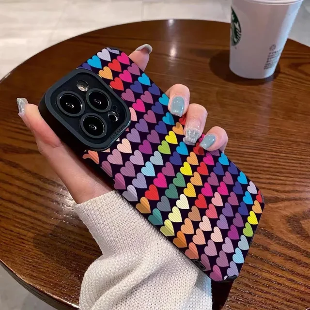 For Funda iphone 16 15 14 12 11 13 Pro 16Pro 14Pro Max mini X XS Max XR SE 2020 2022 7 8 Plus iphone15 Apple Phone Case Cover Color Heart iPhone 15 Pro Max