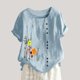 thumbnail image 4 of Camisas de Manga Corta para las Mujeres Blusa Suelta de Impresión de Flores de Verano, Camisa para el Hogar Y el Uso Diario, 4 of 5