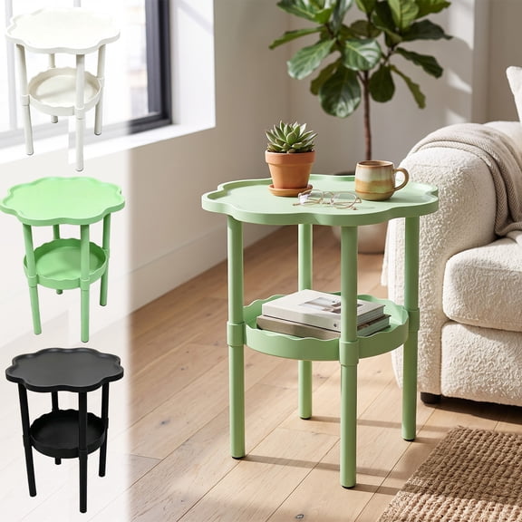 Yardvibe Bedsides Table Organizers, Green Mini Friendly Rounded Corners Lightweight Portable Storage Shelf, Home Bedroom Space-Saving Furniture (B)