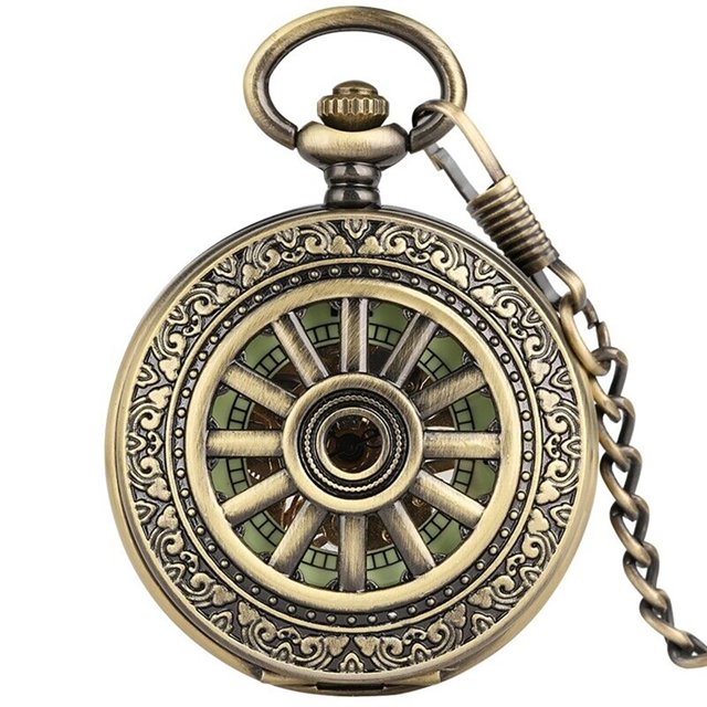 Classic Hand-Wound Mechanical Pocket Watch with Skeleton Dial Exquisite Gift for Christmas and Birthdays
