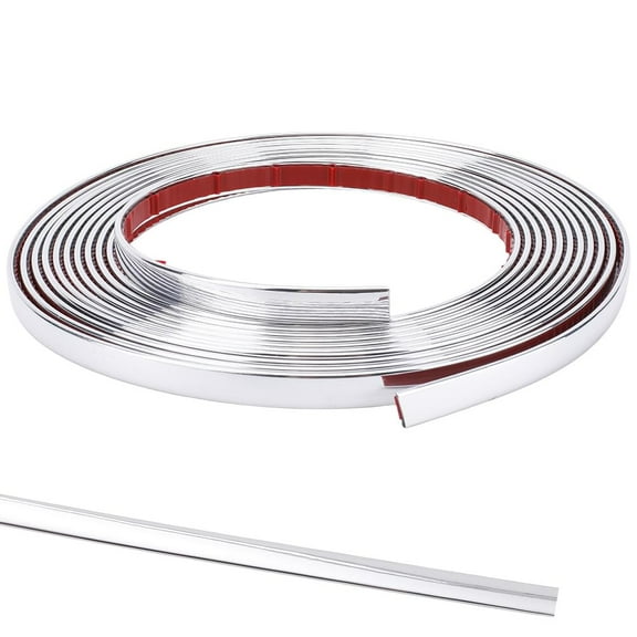 1Rolls 5m x 10mm Silver Flexible Molding Trim Peel and Stick Self-Adhesive PVC Tile Edging Strip Skirting Board Trim Caulk Line Beading for Laminate Flooring Wall Ceiling Cabinet Countertop Mirror
