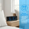 thumbnail image 4 of REGALWOVEN Digital Dual Alarm Clock for Bedroom, Easy to Set, Dimmable, Date Day of Week Temp Snooze, 12/24H 6.1 x 2.4 x 1 inch Blue, 4 of 7
