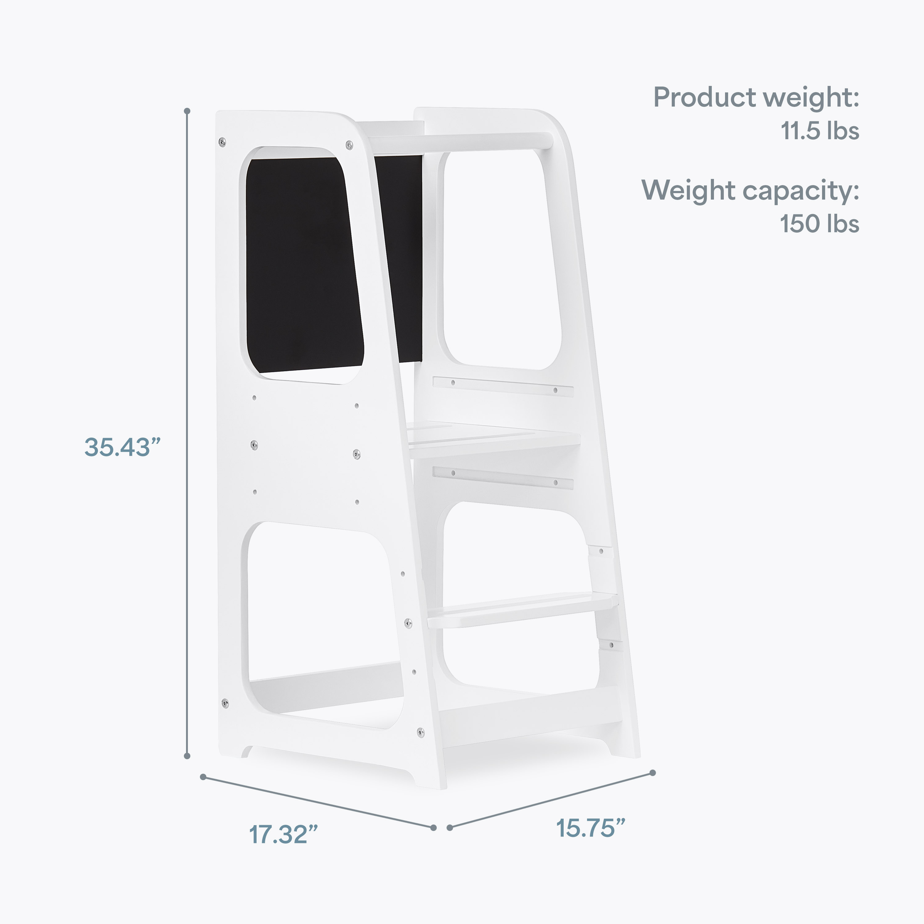 Dream On Me Explora Tower & Step Stool, Anti-slip Base, Multipurpose Kids Step Stool, White
