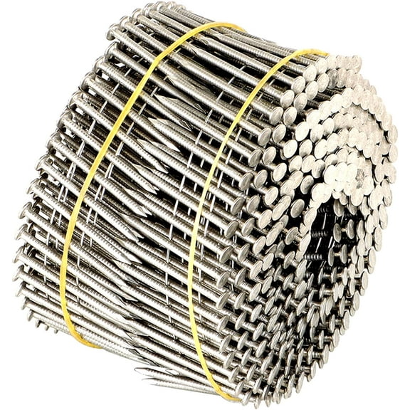 munirater 3600 Count 1-1/2-Inch x .090-Inch 15-Degree Ring Shank Stainless Steel Siding Nails Collated Wire Coil Siding Nails for Cement Board Siding or Fencing