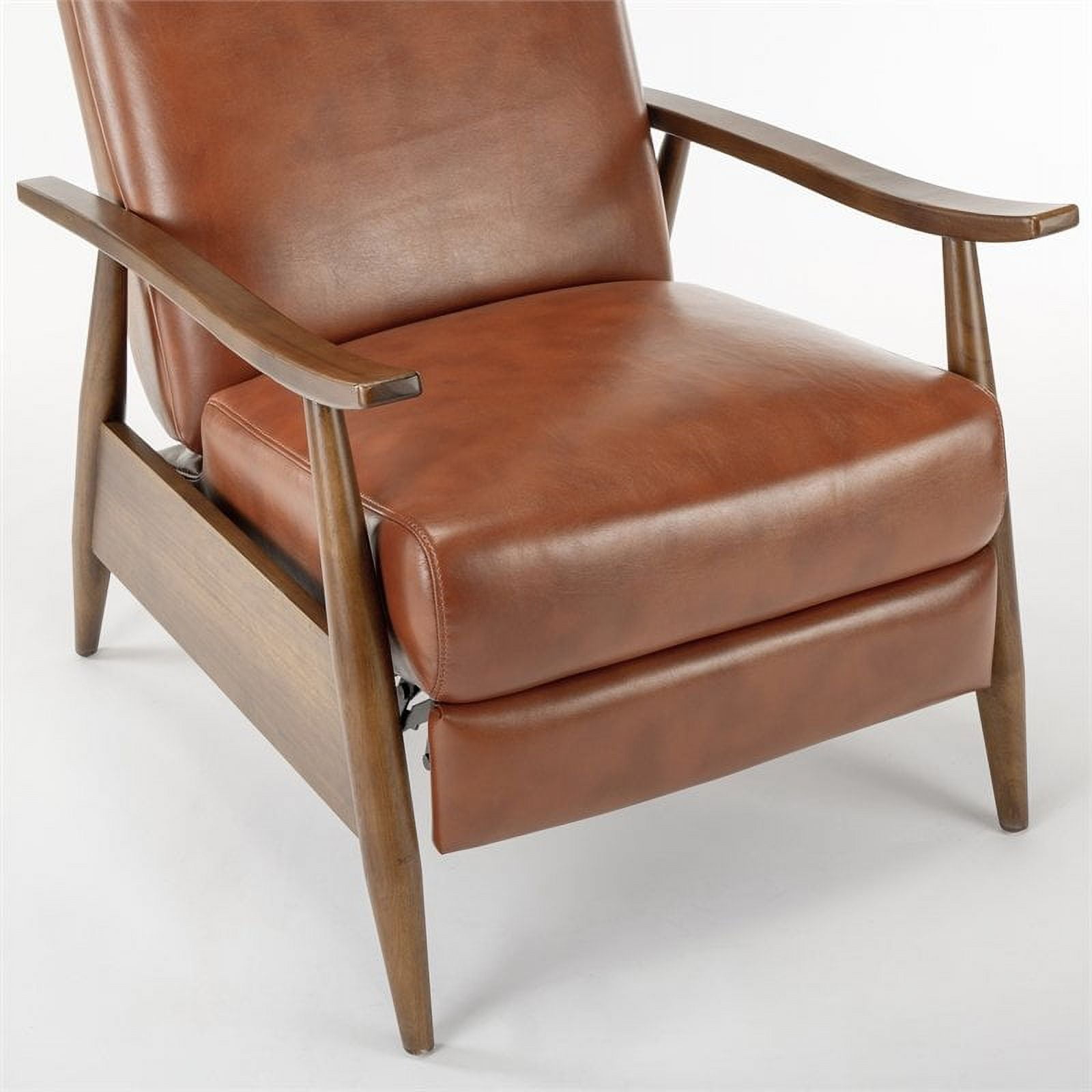 Solaris Caramel Faux Leather Wooden Arm Push Back Recliner Chair