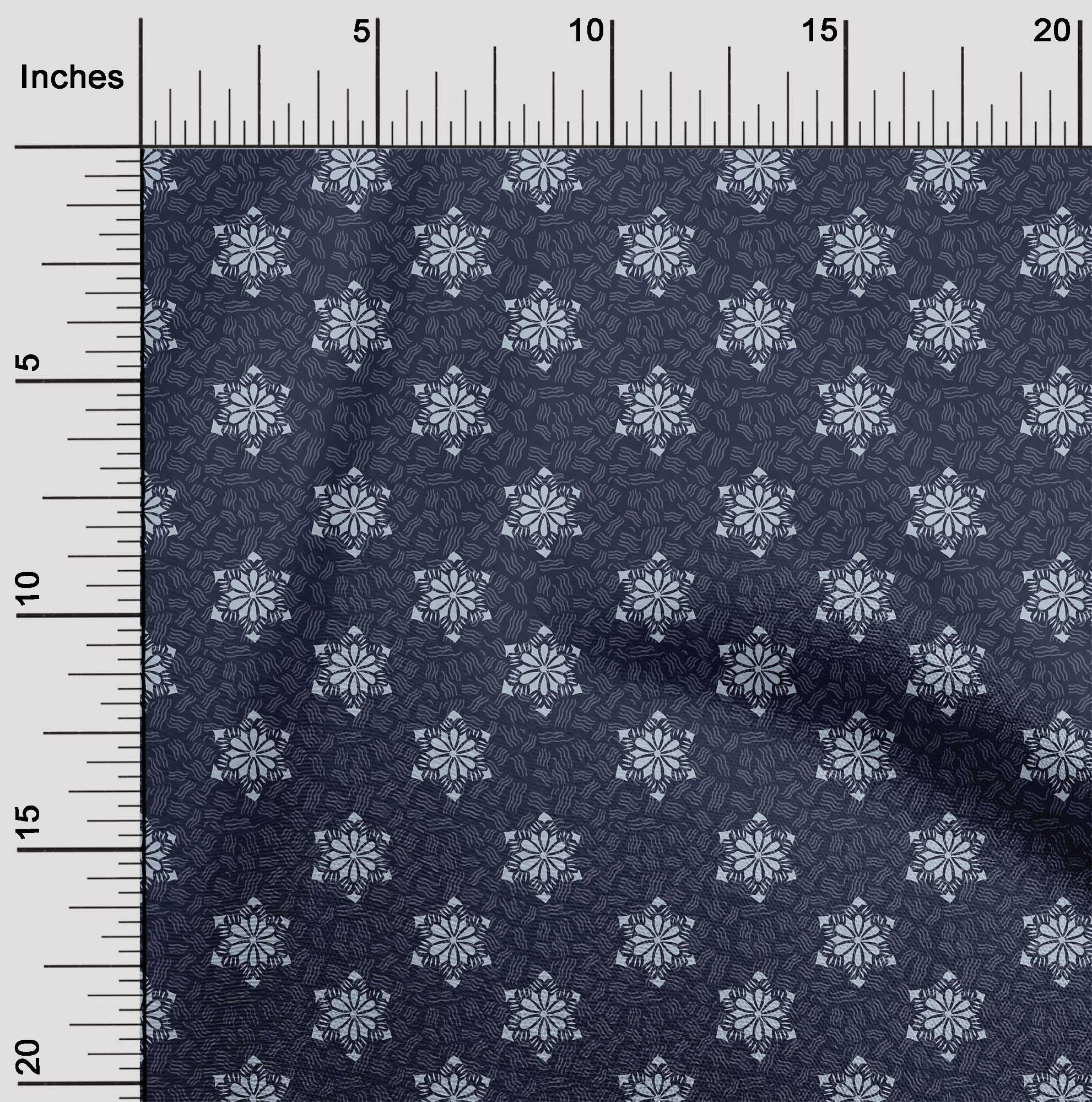 Printed Viscose Georgette Fabric Sell By The Meter 128CM Width Dot printed 110 GSM Navy